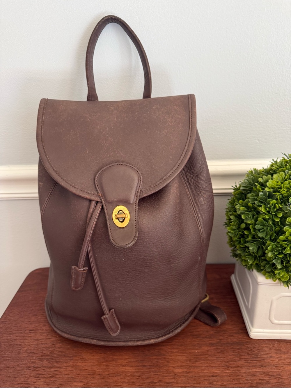 Vintage Coach Brown Leather Drawstring Legacy Rucksack 9943
